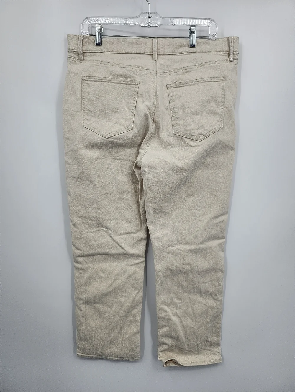 Ann Taylor Size 12 Straight‎ Leg Cream Summer Jeans Pants